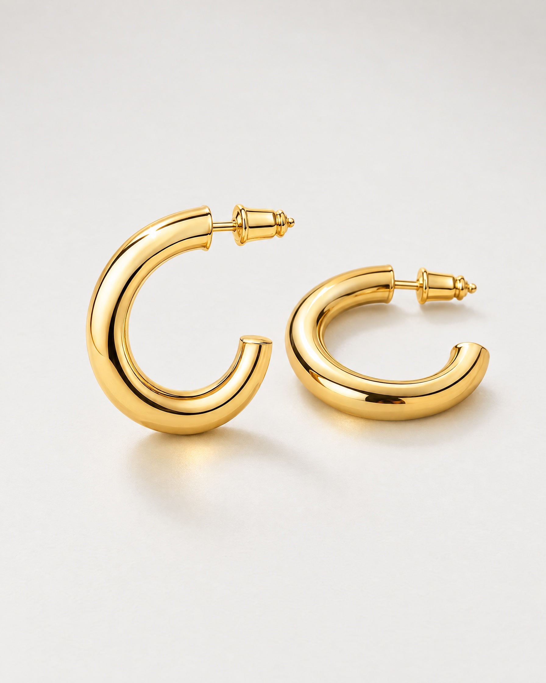 Hoop Earrings Chunky Open Gold Tone Hoops