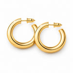 Hoop Earrings Chunky Open Gold Tone Hoops