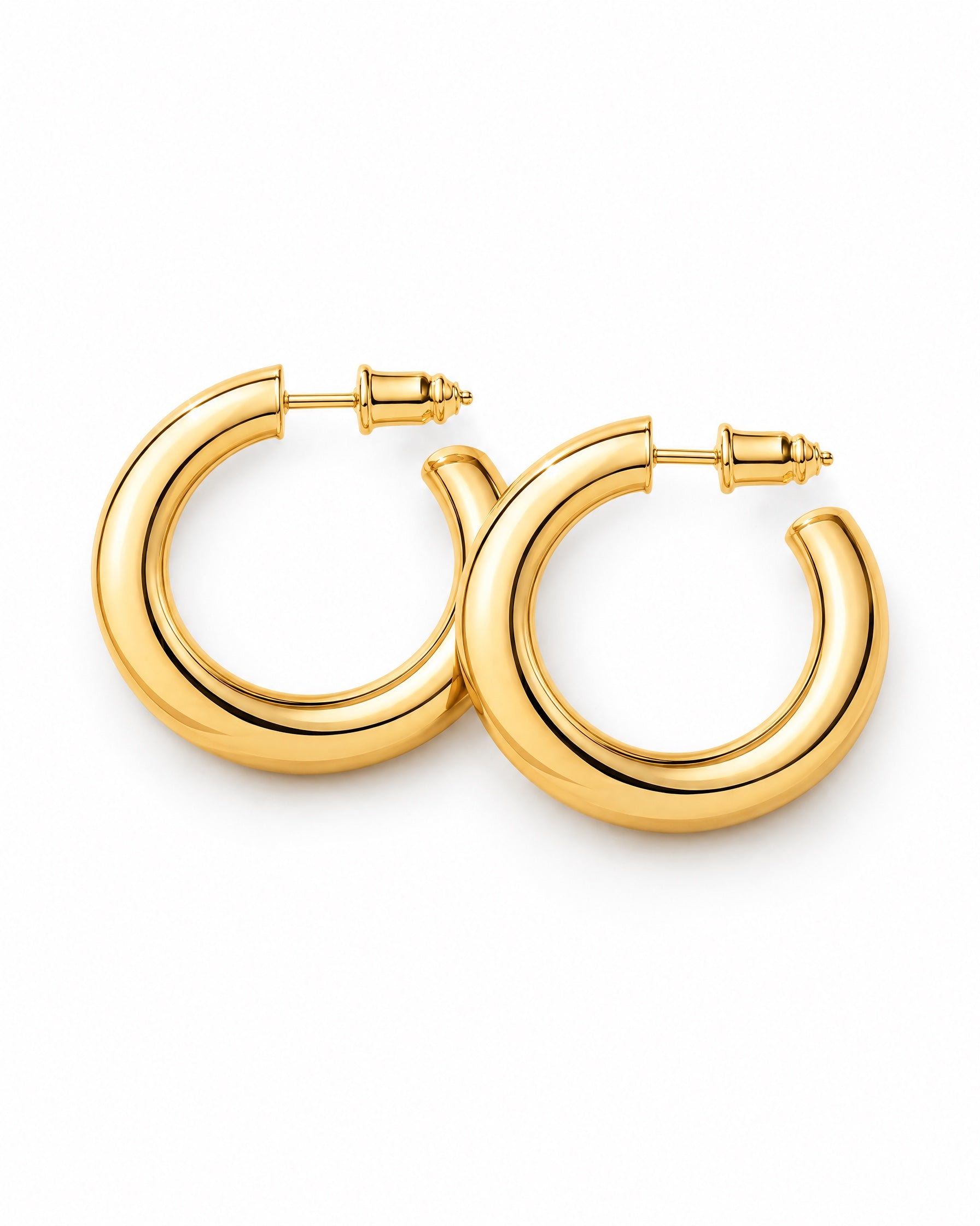 Hoop Earrings Chunky Open Gold Tone Hoops