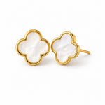 Clover Earrings Gold Tone Mother of Pearl