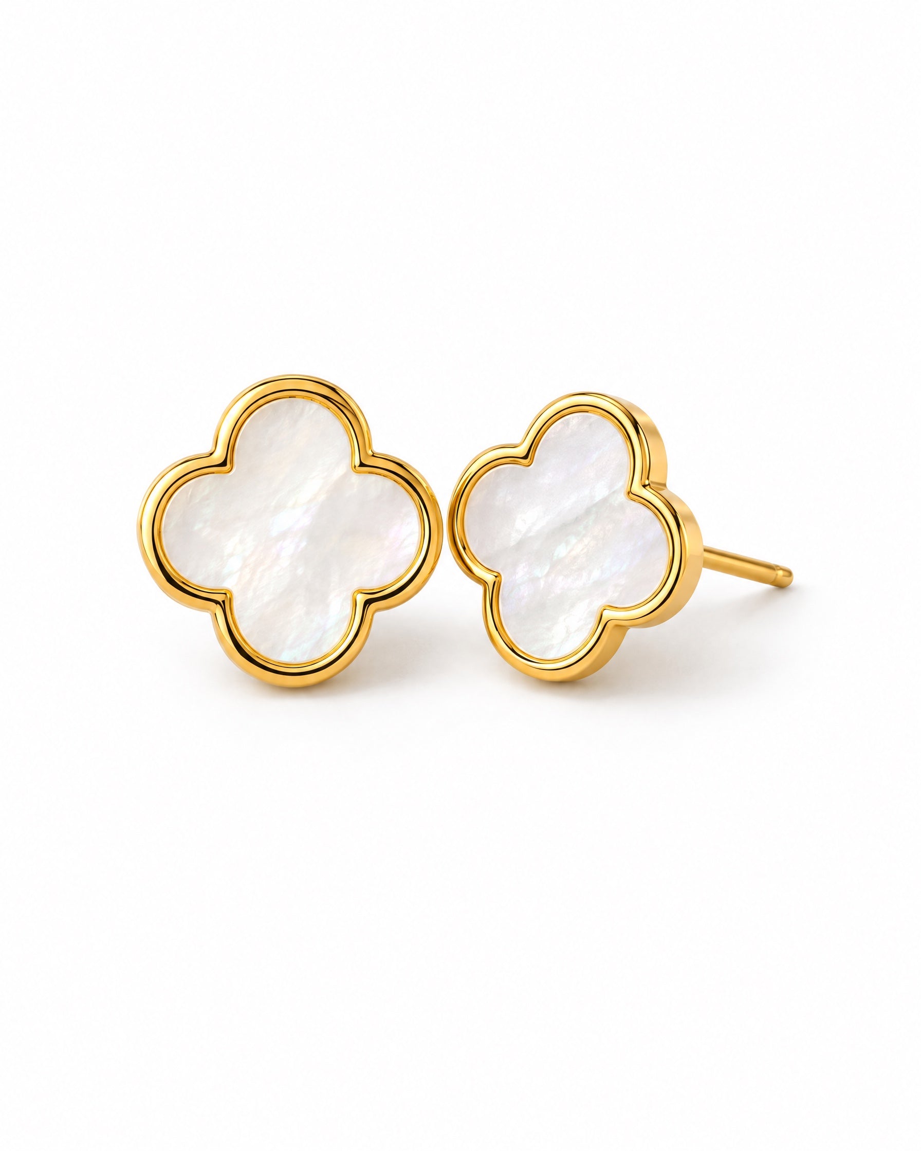 Clover Earrings Gold Tone Mother of Pearl