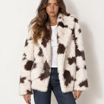 Cow Print Jacket Faux Fur Oversized