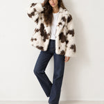 Cow Print Jacket Faux Fur Oversized