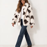 Cow Print Jacket Faux Fur Oversized