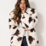 Cow Print Jacket Faux Fur Oversized
