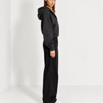 Charcoal Zip Hoodie Cropped Fleece Lined Hooded Jacket for Women