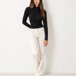 Black High Neck Jumper Crossover Collar Fitted Rib