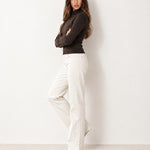Chocolate High Neck Jumper Crossover Collar Fitted Rib