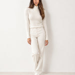 White High Neck Jumper Crossover Collar Fitted Rib