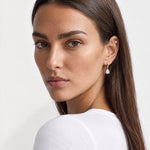Crystal Drop Earrings Gold Tone Teardrop Huggies