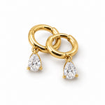 Crystal Drop Earrings Gold Tone Teardrop Huggies
