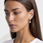 Crystal Drop Earrings Gold Tone Teardrop Huggies