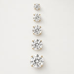 Stud Earrings Round Crystal Set of Five