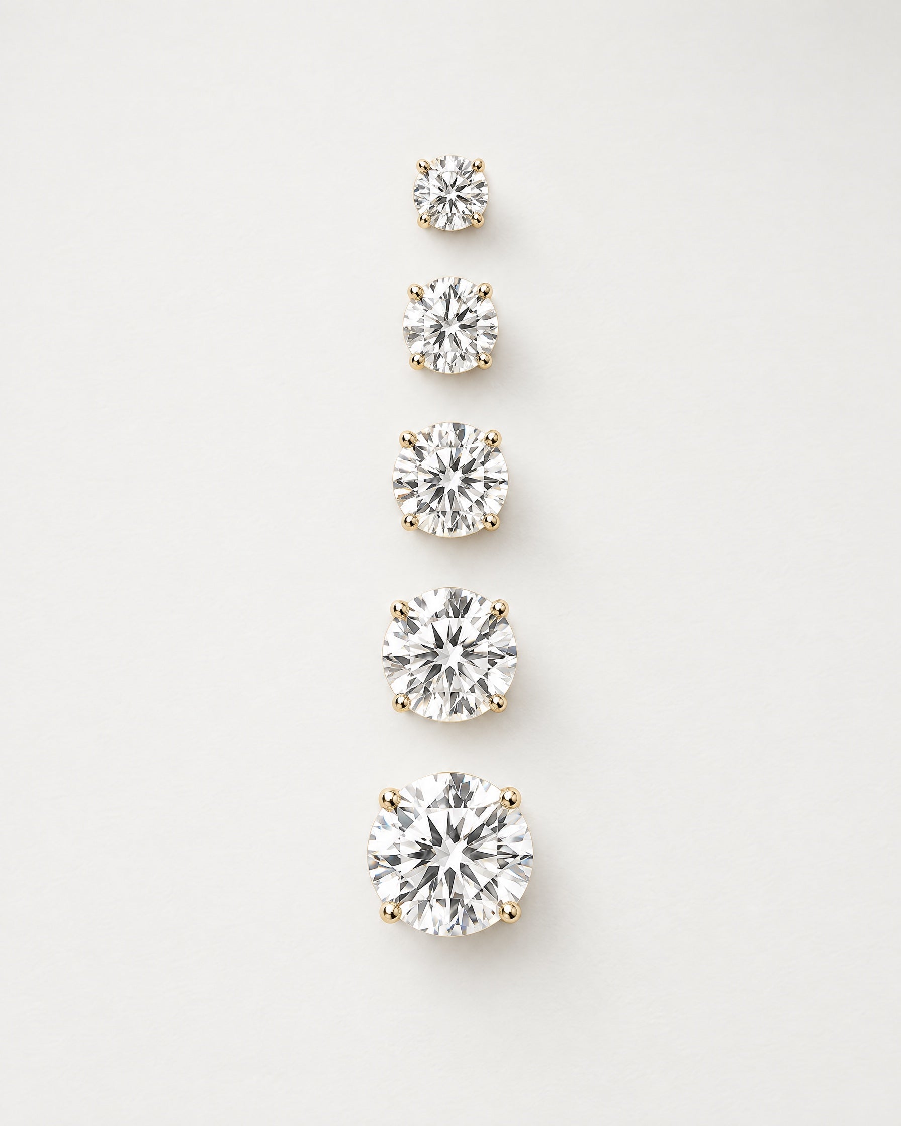 Stud Earrings Round Crystal Set of Five