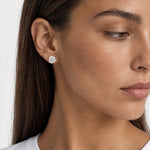 Gold Stud Earrings Round Crystal Set of Five