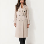 Beige Double Breasted Coat Long Tailored