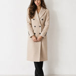 Beige Double Breasted Coat Long Tailored