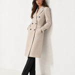 Beige Double Breasted Coat Long Tailored