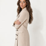Beige Double Breasted Coat Long Tailored