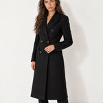 Black Double Breasted Coat Long Tailored