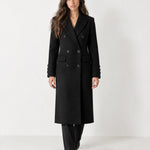 Black Double Breasted Coat Long Tailored