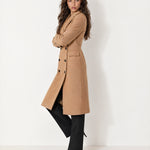 Camel Double Breasted Coat Long Tailored