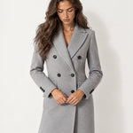 Grey Double Breasted Coat Long Tailored