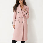 Pink Double Breasted Coat Long Tailored
