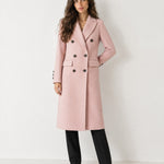 Pink Double Breasted Coat Long Tailored