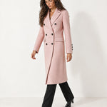 Pink Double Breasted Coat Long Tailored