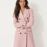 Pink Double Breasted Coat Long Tailored