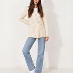 Cream Double Breasted Blazer Oversized with Gold Buttons