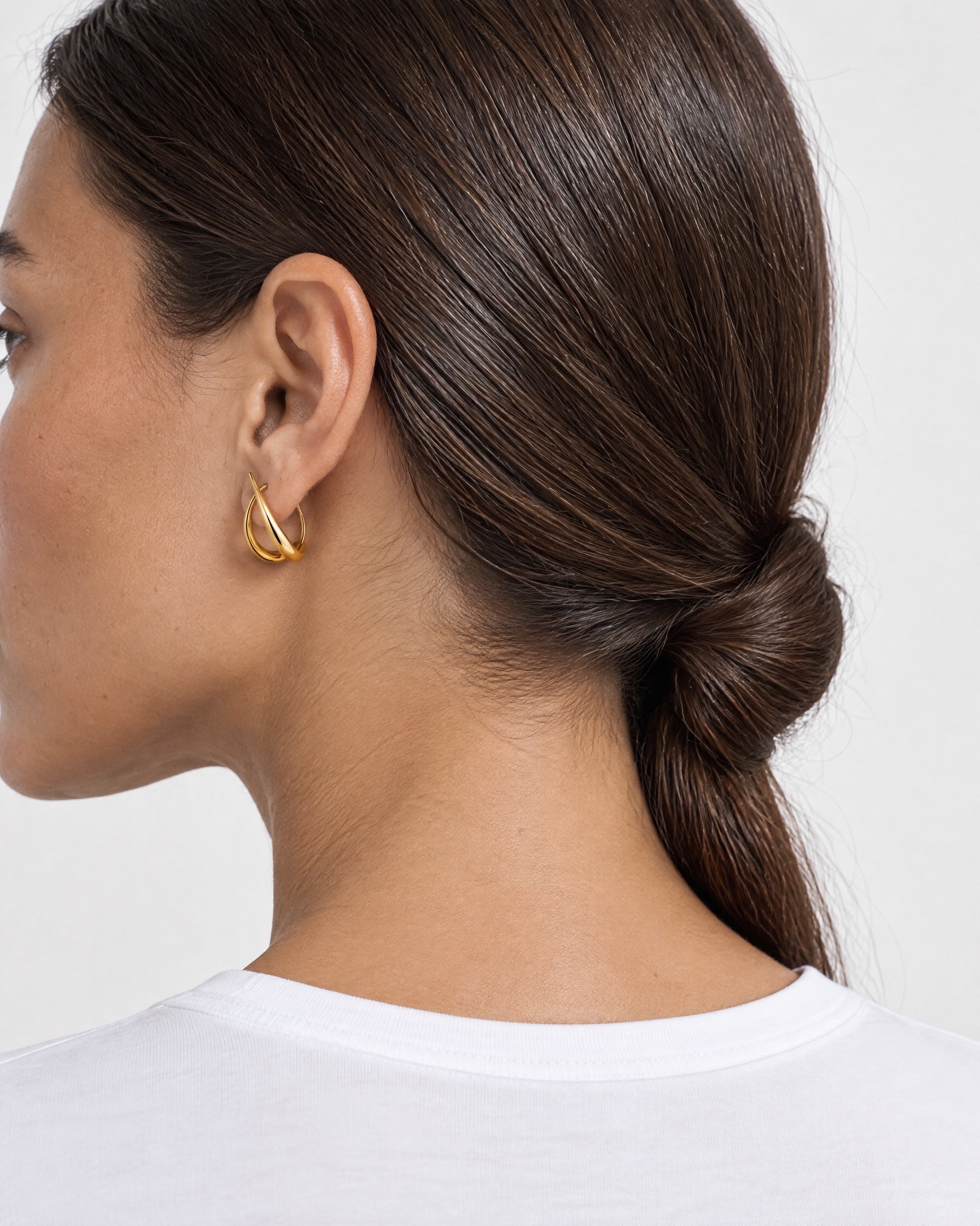 Double Hoop Earrings Gold Tone Twist Hoops
