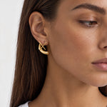 Gold Double Hoop Earrings Gold Twist Hoops