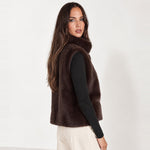 Brown Faux Fur Gilet Funnel Neck Sleeveless
