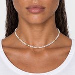 Faux Pearl Choker Necklace Gold Tone Beads