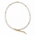 Faux Pearl Choker Necklace Gold Tone Beads