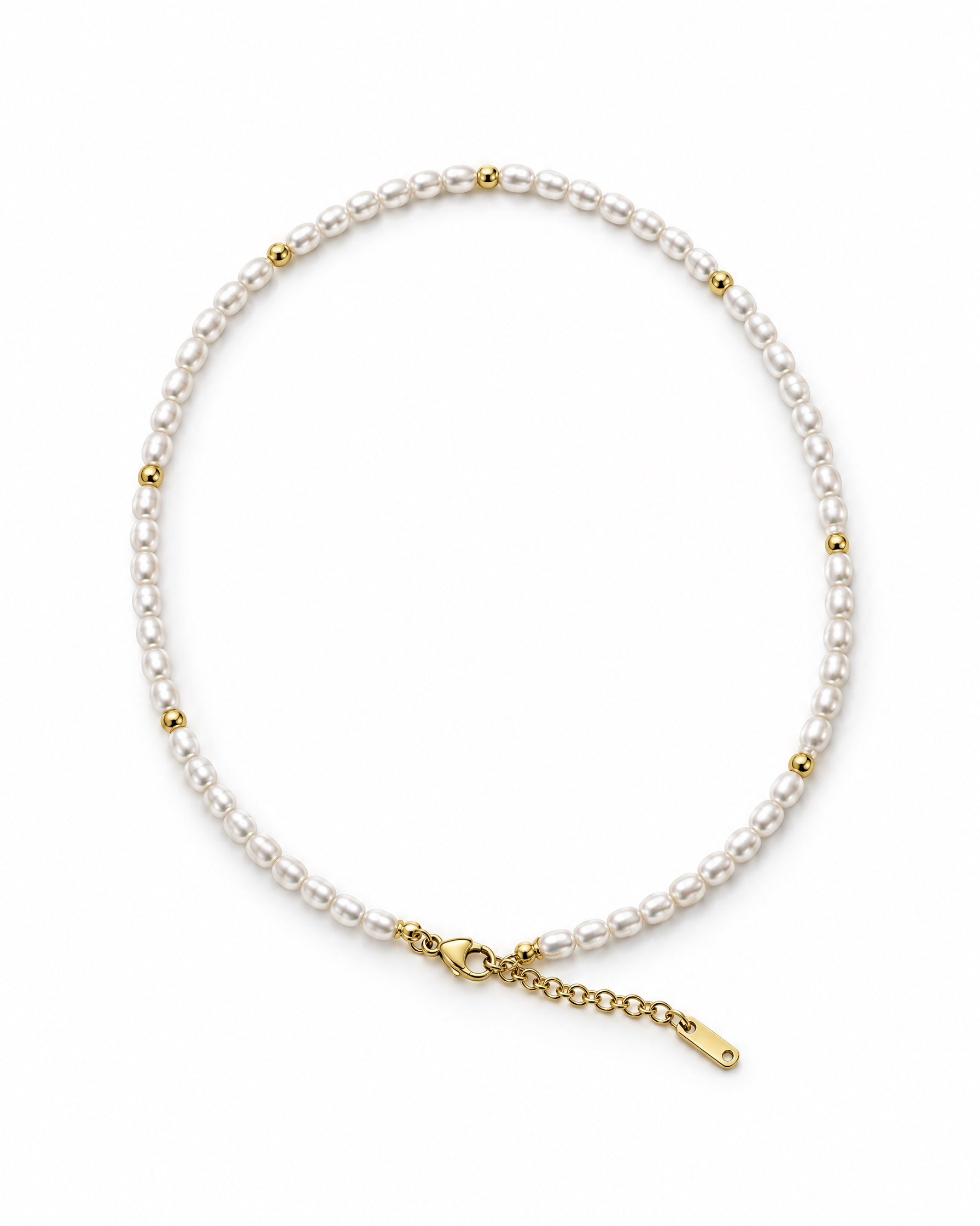 Faux Pearl Choker Necklace Gold Tone Beads