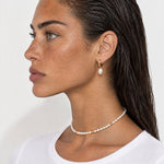 Faux Pearl Choker Necklace Gold Tone Beads