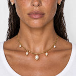 Faux Pearl Drop Necklace Gold Tone Chain