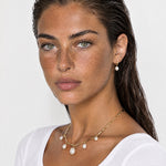 Faux Pearl Drop Necklace Gold Tone Chain