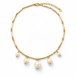 Faux Pearl Drop Necklace Gold Tone Chain