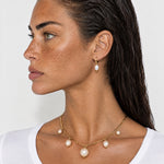 Faux Pearl Drop Necklace Gold Tone Chain