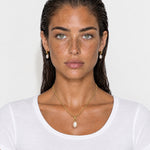 Faux Pearl Pendant Necklace Gold Tone Chain - Gold