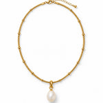 Faux Pearl Pendant Necklace Gold Tone Chain