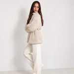 Oatmeal Teddy Jacket Stand Collar Drawstring Waist