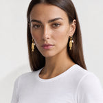 Fish Earrings Gold Tone Charm Huggie Hoops