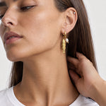 Fish Earrings Gold Tone Charm Huggie Hoops