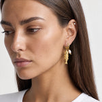 Fish Earrings Gold Tone Charm Huggie Hoops