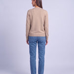Beige Fitted Cardigan Crew Neck Button Front Knitted Cardigan Classic Slim Fit